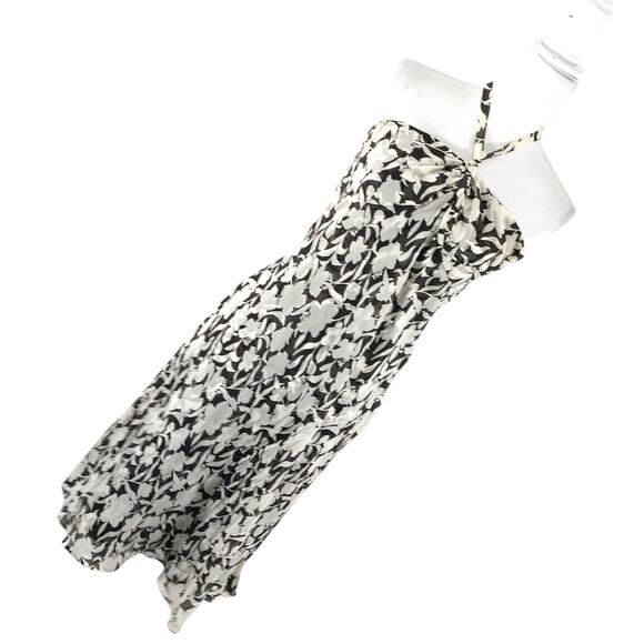 ANN TAYLOR! PURE SILK! CHEMISE STYLE BROWN & CREAM FLORAL STRAPLESS DRESS! SZ 10 - Picture 1 of 12